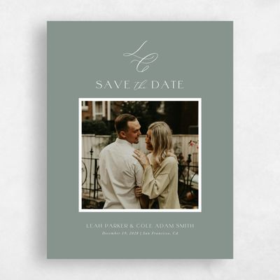 Green Typography Wedding Save the Date - Artvin Photo