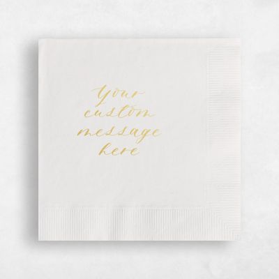 White Wedding Napkin - Custom Message
