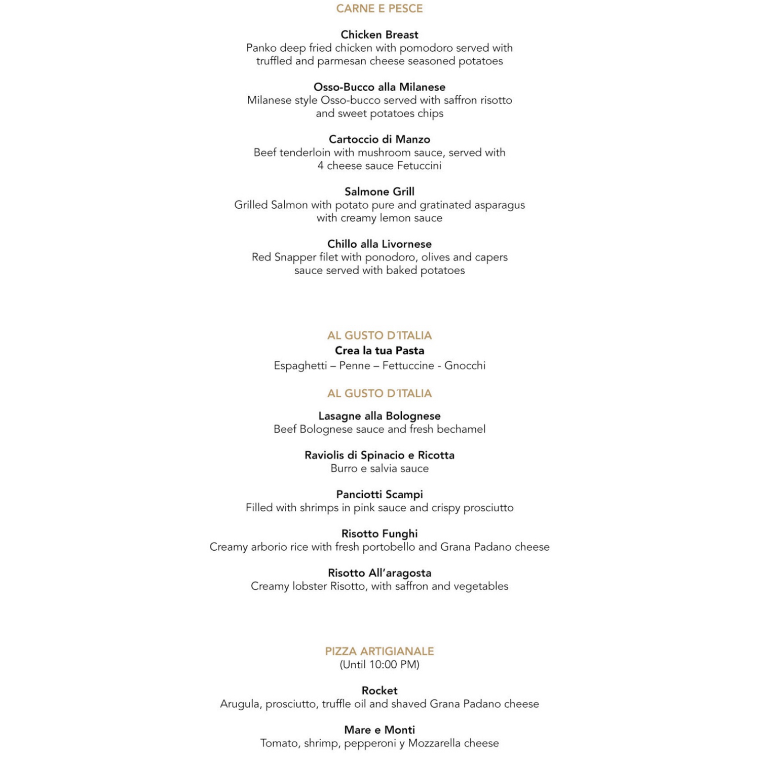 Italian Menu