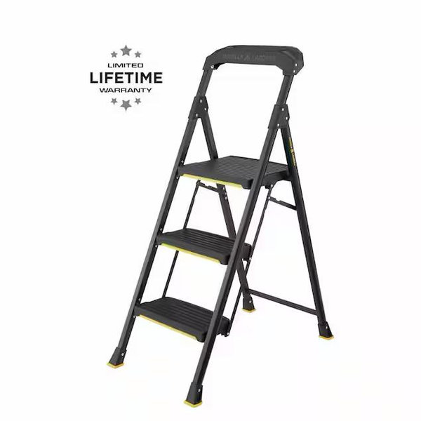 Gorilla Ladders 3-Step Pro-Grade Steel Step Stool, 300 lbs. Load Capacity Type IA Duty Rating (9ft. Reach Height) GLHD-3