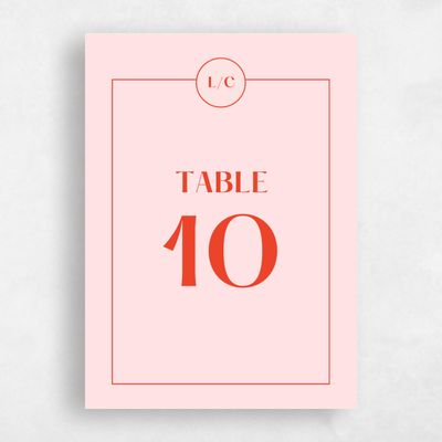 Soft Pink Wedding Table Number - Brevard