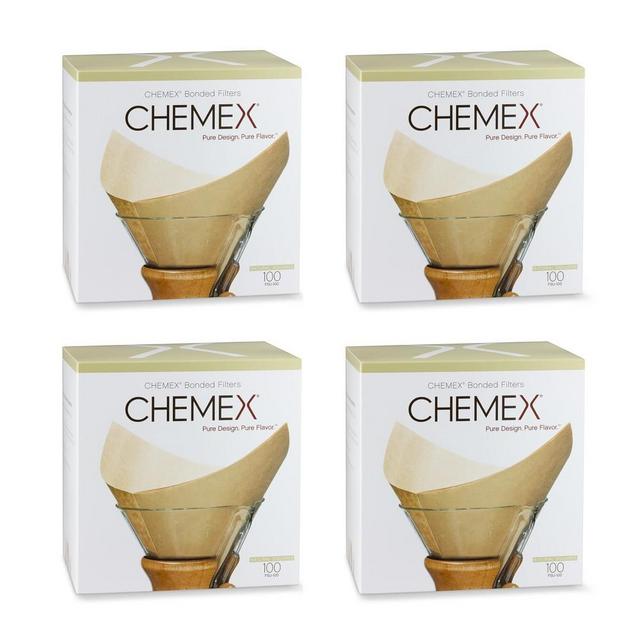 Chemex Unbleached Square Coffee Filters, 4-Pack
