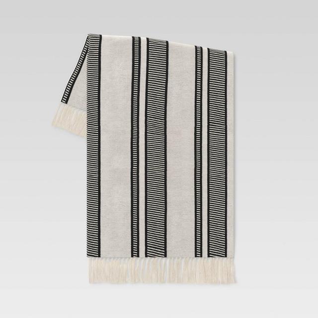 Woven Throw Blanket Black Stripe - Threshold™ designed with Studio McGee
