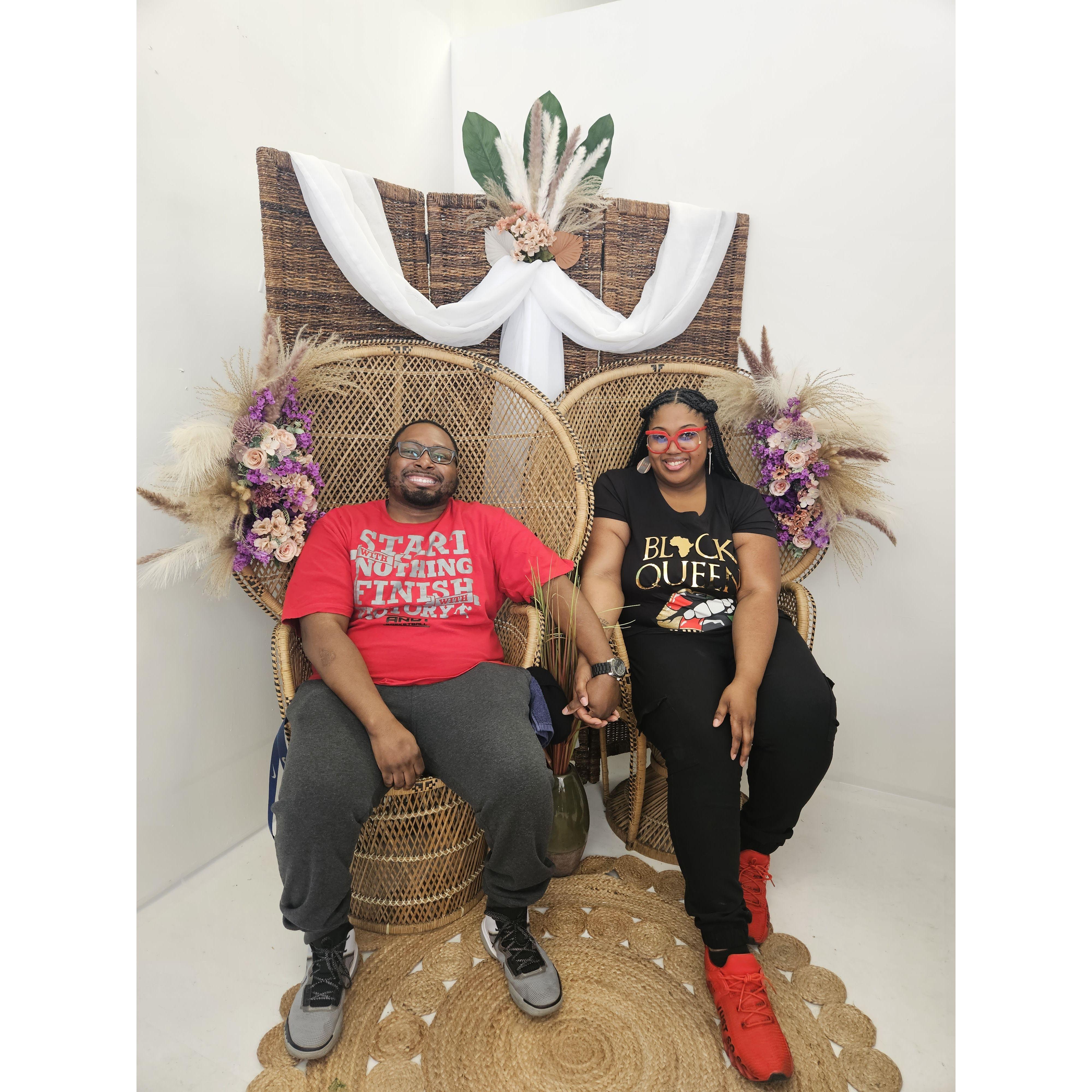 Bria and Terrance at Bent Bingo for Bria's birthday in 2024! IT was located in the Me, Myself, and I selfie studio, so the happy couple got to take some fun "Usies" before Bingo!