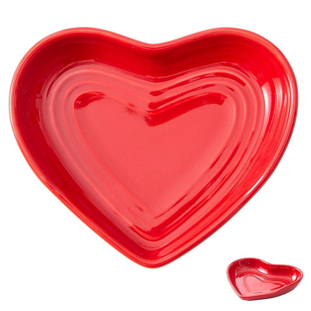 YumiPLUS 5.3inch Ceramic Heart Spoon Rest for Kitchen Counter, Cute Red Cooking Spoon Holder for Stove Top,Porcelain Love Spatula Rest, Unique Heart Dish Gift for Christmas/Valentine