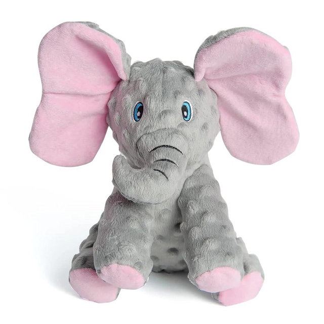 DODODOLA Stuffed Dog Toys Durable Plush Dog Toy with Crinkle Paper Cute Elephant Squeaky Dog Toys to Keep Them Busy Dog Chew Toys for Medium Large Breed