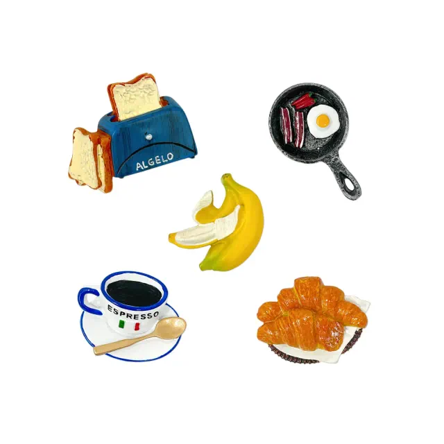 Wrapables 3D Resin Fridge Magnets, Food Simulation Refrigerator Magnets for Kitchen , Breakfast