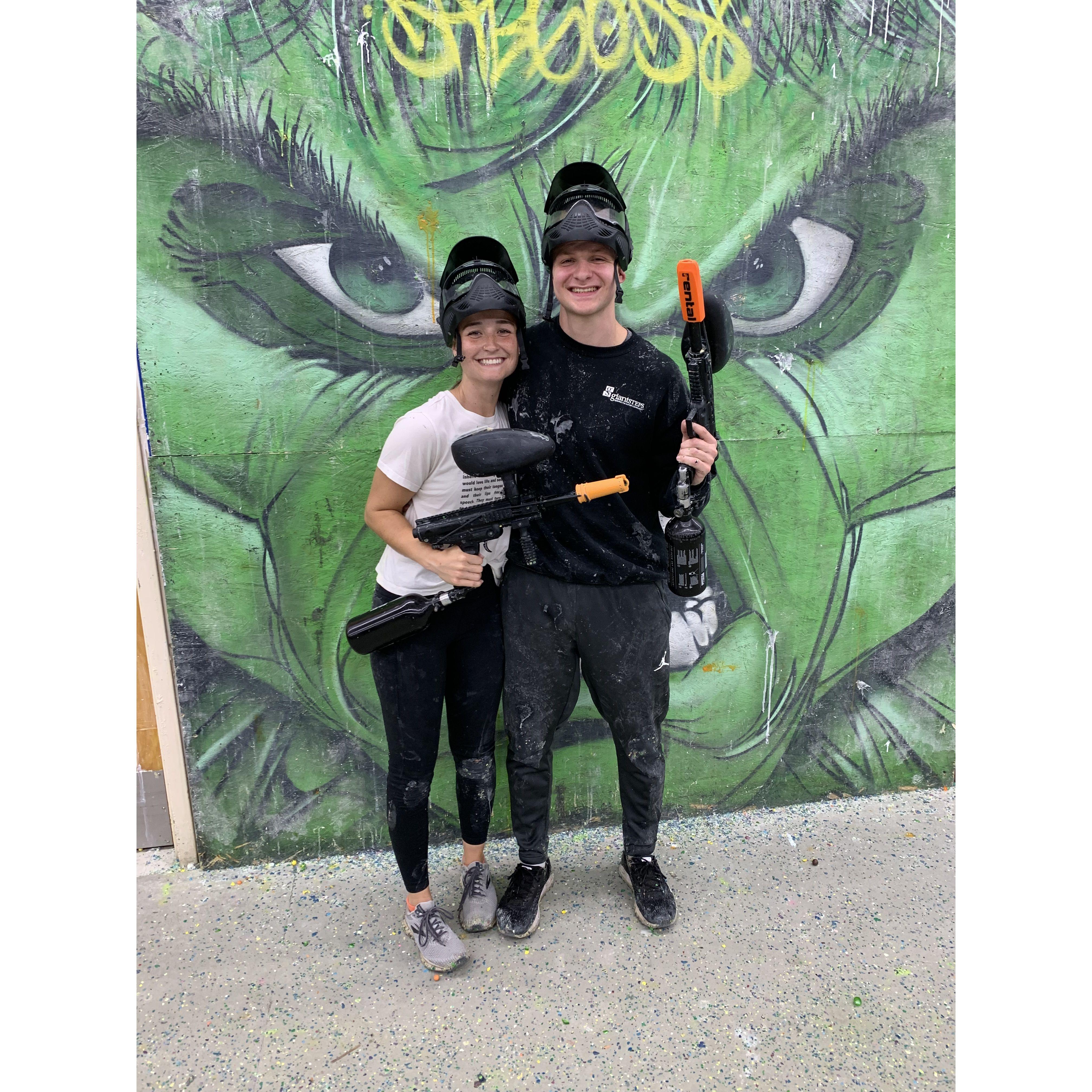 First date was SO awesome! Zack planned everything and it was perfect which included shooting paint bullets at each other.