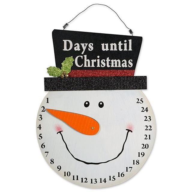 DII Indoor/Outdoor Hanging Snowman Advent Calendar for the Holidays, Wooden Wall & Door Decoration - Days Until Christmas Countdown