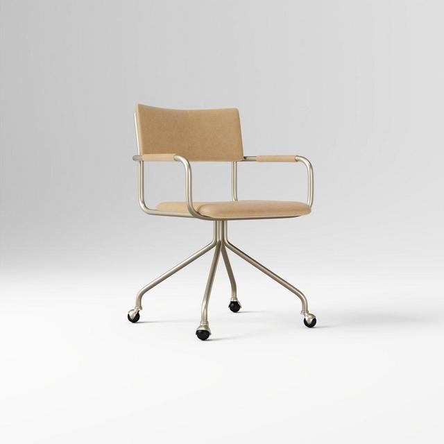 Ronan Office Chair, Ludlow Leather Sand, Champagne Bronze