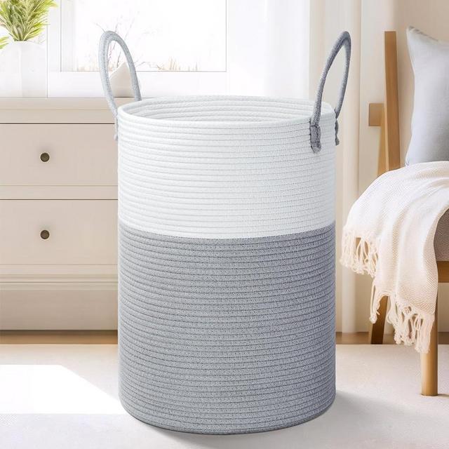 Artfeel Laundry Basket,Woven Cotton Rope Laundry Hamper,60L for Decorative Storage of Dirty Clothes,Toys and Blankets in Bathroom,Baby Room and Living Room