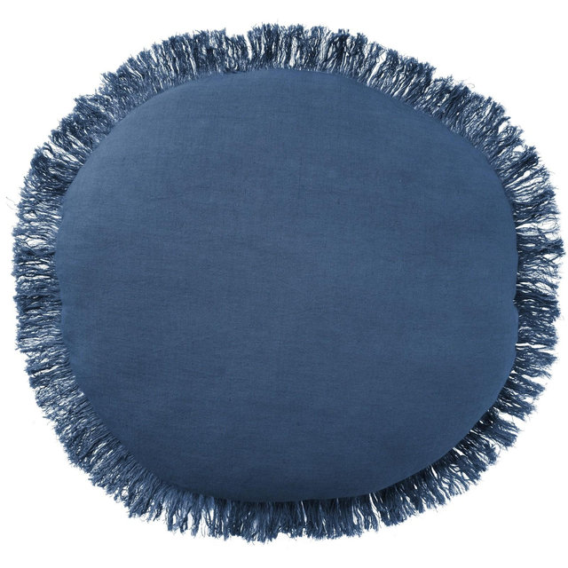 Mina Victory Sofia Solid 20"x20" Round Indoor Throw Pillow Navy