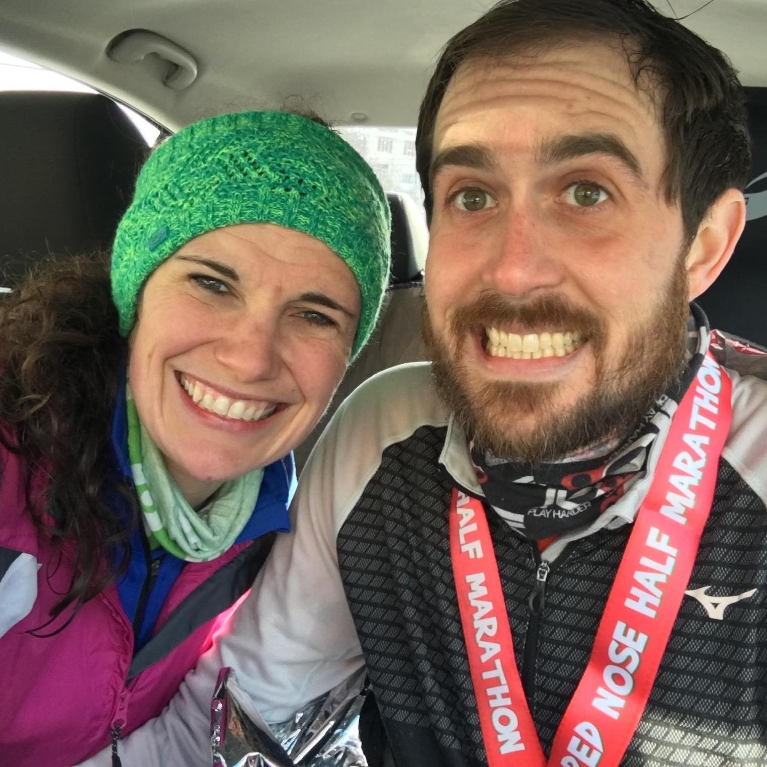 Red Nose Half Marathon in Columbus, GA - January 2018 (less than 2 months of dating and our 2nd half marathon together.)