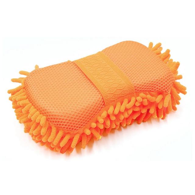 Unique Bargains Lightweight Microfiber Chenille Car Care Washing Brush Sponge Pad Cleaner 9.4x4.7x2.6inches Orange