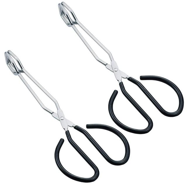 HINMAY Stainless Steel Scissor Tongs Grilling Tongs 10-Inch Scissor Cooking Tongs, Set of 2