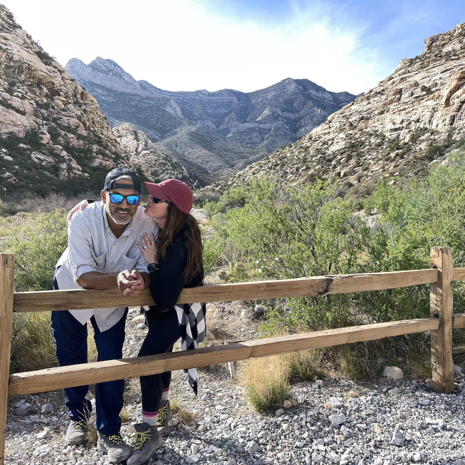 Stealing a quiet moment together at Red Rock Canyon, just outside Las Vegas.