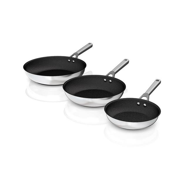 Ninja Stainless Steel 3 Piece Foodi NeverStick Stainless Bundle Fry Pan Set