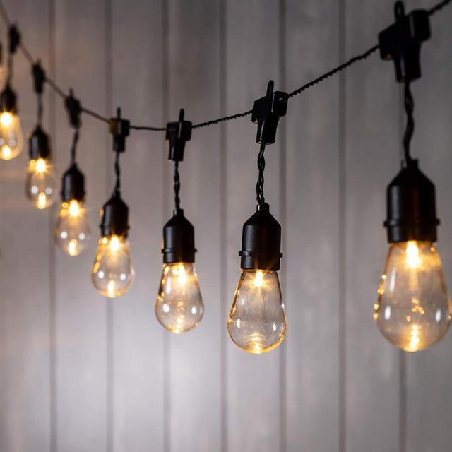 Lights4fun, Inc 14ft Battery Operated 15 LED Hanging Bulb Indoor & Outdoor String Lights