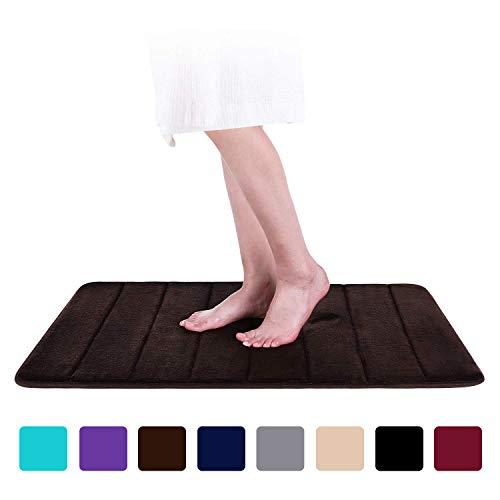 Memory Foam Soft Bath Mats - Non Slip Absorbent Bathroom Rugs Rubber Back Runner Mat for Kitchen Bathroom Floors 20" x 32", Coffee