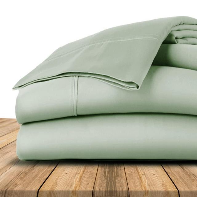 Westbrooke 100% Cotton Percale Sheet Set - 4 Piece Queen Size Sheets - 1 Flat Sheet, 1 Fitted Sheet with 15.5" Deep Pocket & 2 Pillowcases - Soft & Breathable, Oeko-tex Bedding Set (Sage Green)