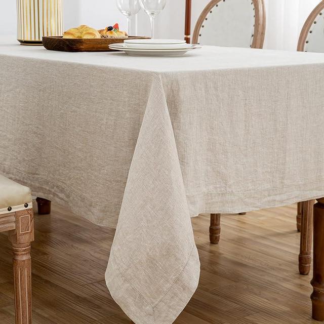 L Linen World 100% Pure Linen Tablecloth,90x90Inch Square Table Cloth,Natural French Flax Table Cloths for Kitchen, Dining, Party,Indoor,Outdoor,Weddings,Decorative Halloween,Thanksgiving,Christmas