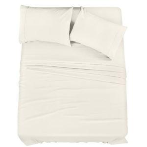 Ivory Utopia Bedding Queen Sheet Set – 4 Piece Bed Sheets for Queen Size Bed, Soft and Breathable Microfiber, Includes 1 Fitted Sheet, 1 Flat Sheet and 2 Pillowcases (Ivory)