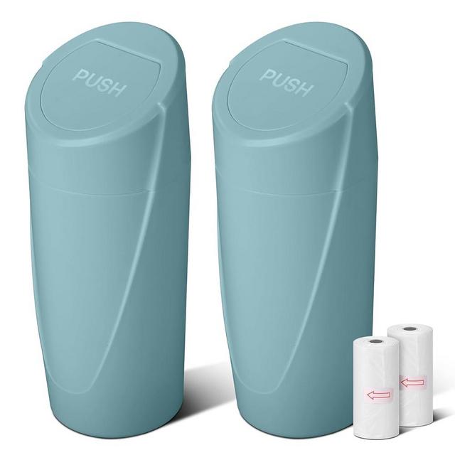 Car Trash Can Bin with Lid-2 Packs Car Garbage Can Cup Holder-Dark Green Mini Leakproof Vehicle Trash Garbage Can Bin with 40pcs Trash Bags-Car Organizers and Storage for Front Back Seat Accessories