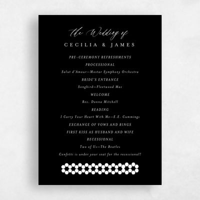 Black Pattern 2 Wedding Program - Clover