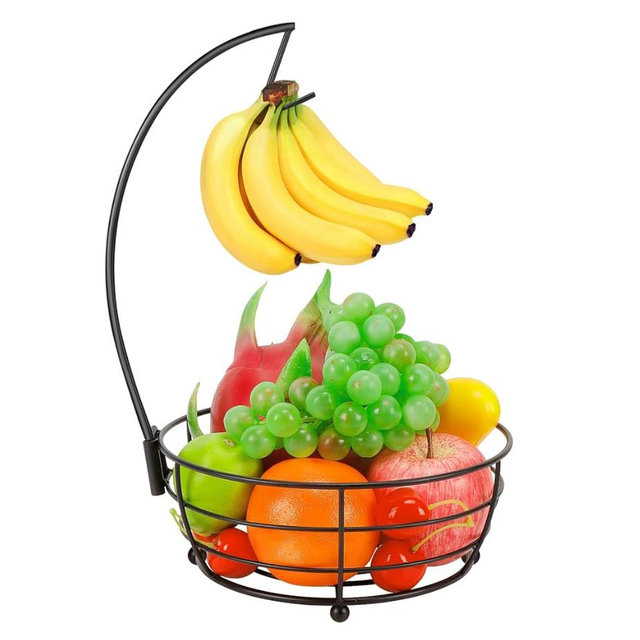 Countertop Fruit Basket Bowl - Black