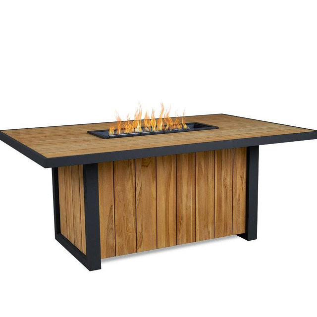Elodie 73" Rectangular Teak Dining Fire Table, Teak