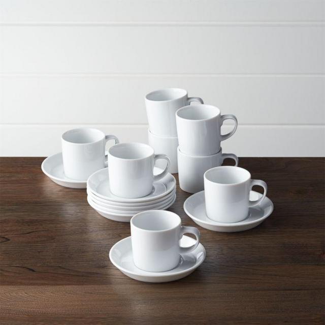 Set of 8 Verge 4 oz. Espresso Cups and Saucers