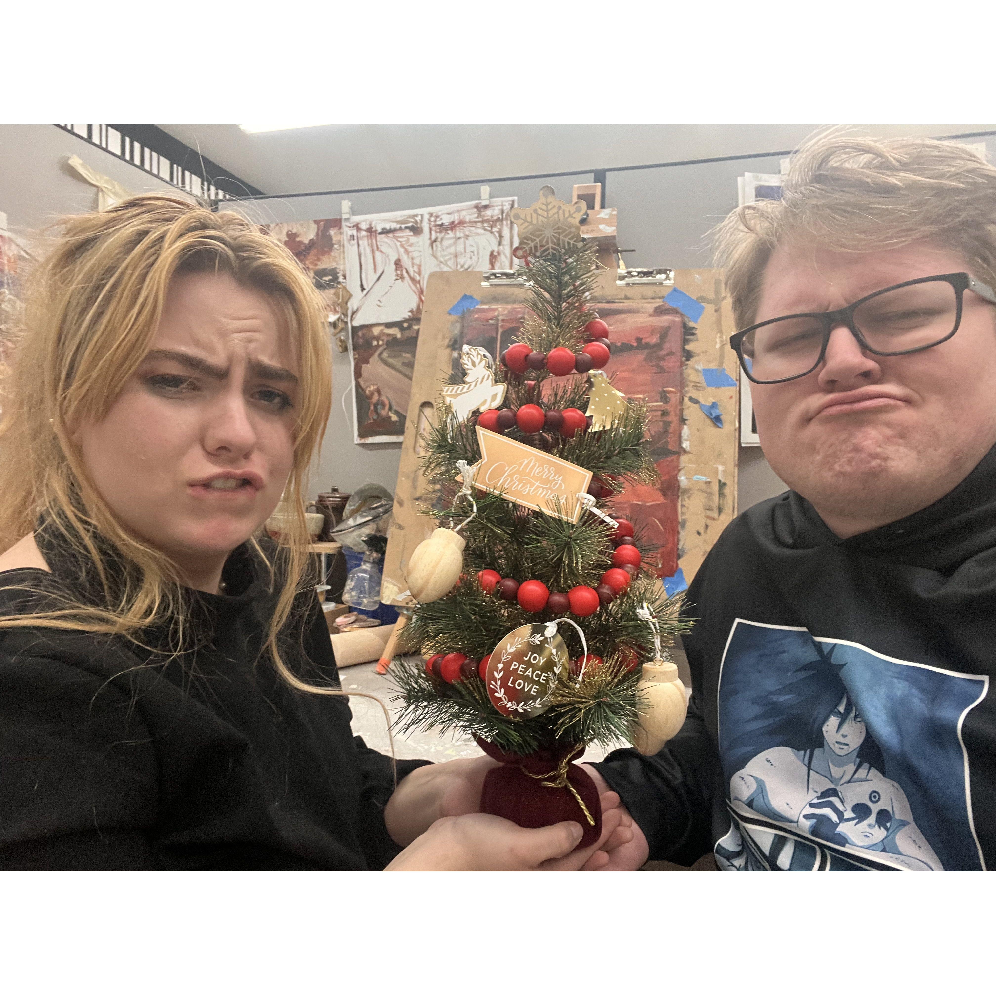 First Christmas together, at an Art Desk