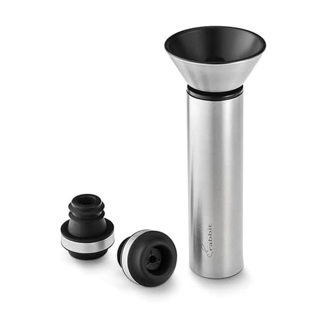Rabbit Wine Vacuum Pump with Two Preserving Bottle Stoppers Easy-to-Use Wine Preserver Set
