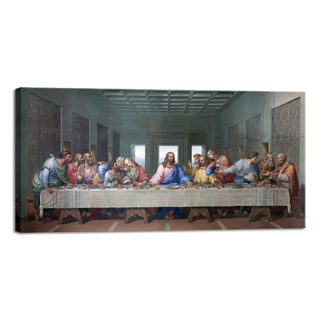 Wieco Art Canvas Prints the Last Supper by Leonardo Da Vinci Classic Art Reproductions Jesus Canvas Wall Art for Home Decoration