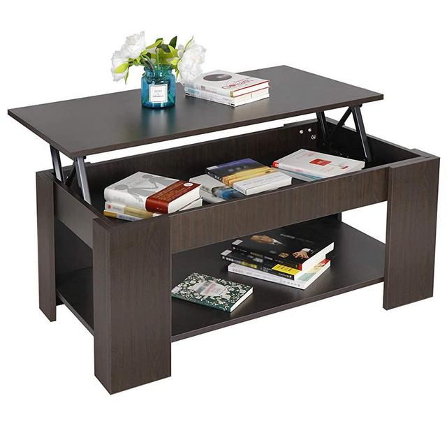 ZENY Lift Top Coffee Table with Hidden Compartment and Storage Shelves Modern Furniture for Home, Living Room, Décor