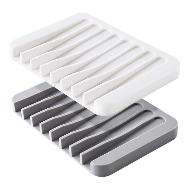 Maison Silicone Soap Saver Waterfall Drainer Soap Holder 2 Pack
