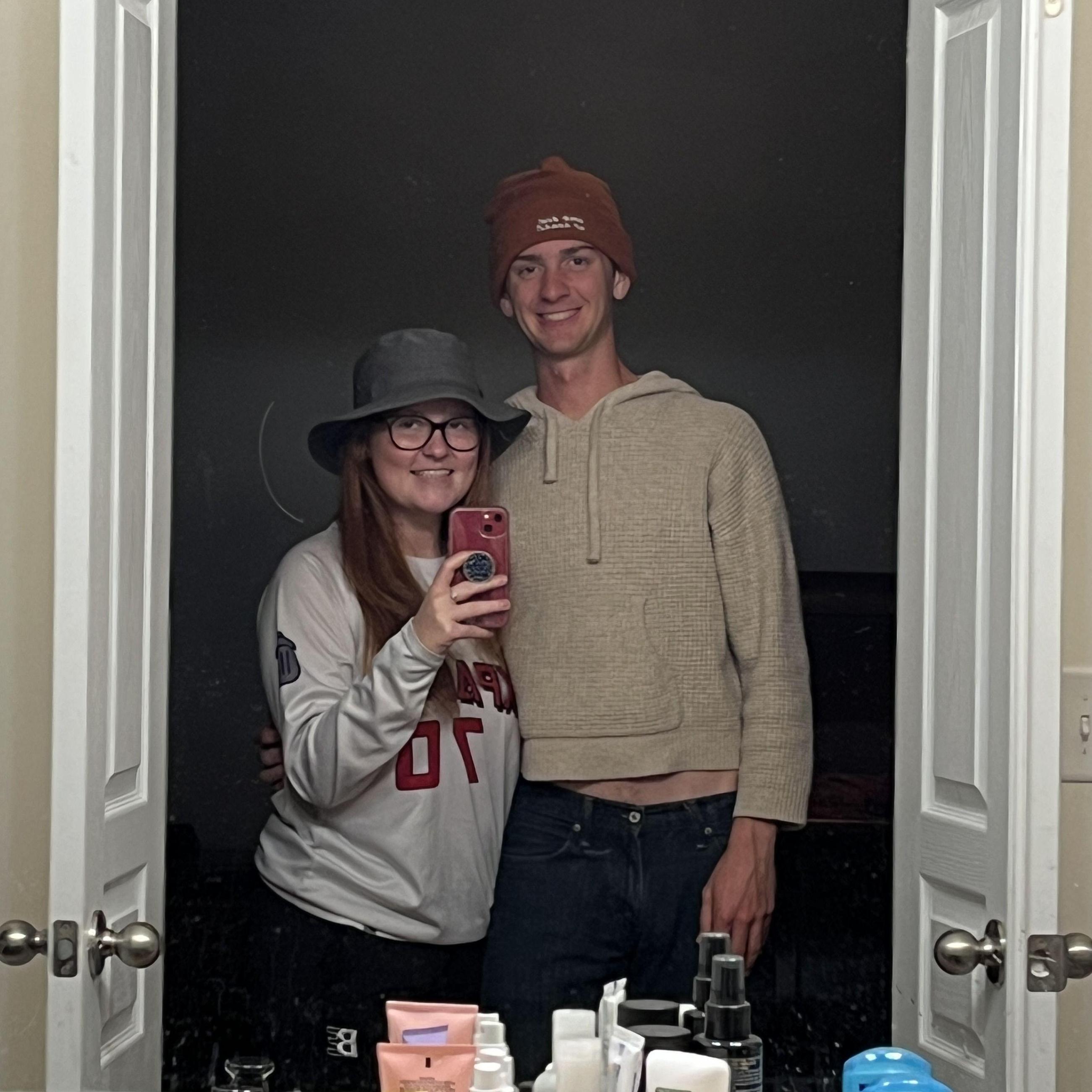 October 28, 2022 - One of several times we dressed up as each other for a quick halloween costume.