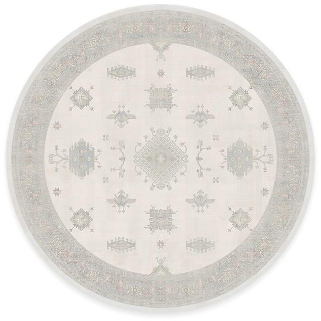 RUGGABLE Verena Round Rug - Perfect Washable Area Rug for Kids Room, Nursery - Stain & Water Resistant, Non-Slip, Pet & Child Friendly Playroom Rugs - White Opal 8' Round (Standard Pad)