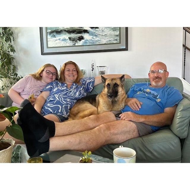 Our "little" family with our fur baby, Jack.