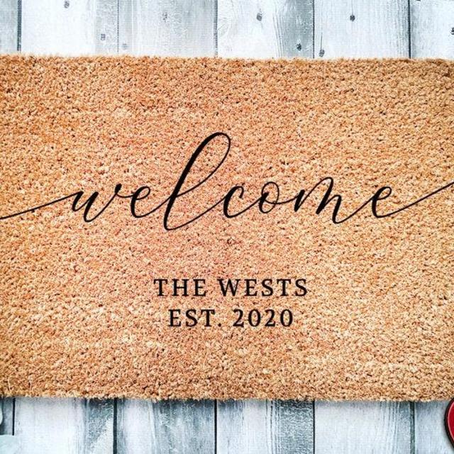 Family Name Welcome | Housewarming Gift | Wedding Gift | Custom Doormat | Personalized Doormat | Closing Gift | Welcome Doormat | Front Door