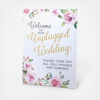 Watercolor Unplugged Wedding Sign