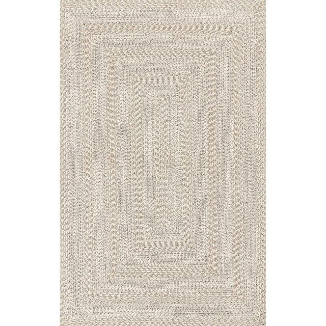 nuLoom Texture Braid Doutzen Indoor and Outdoor Ivory 5' x 8' Area Rug
