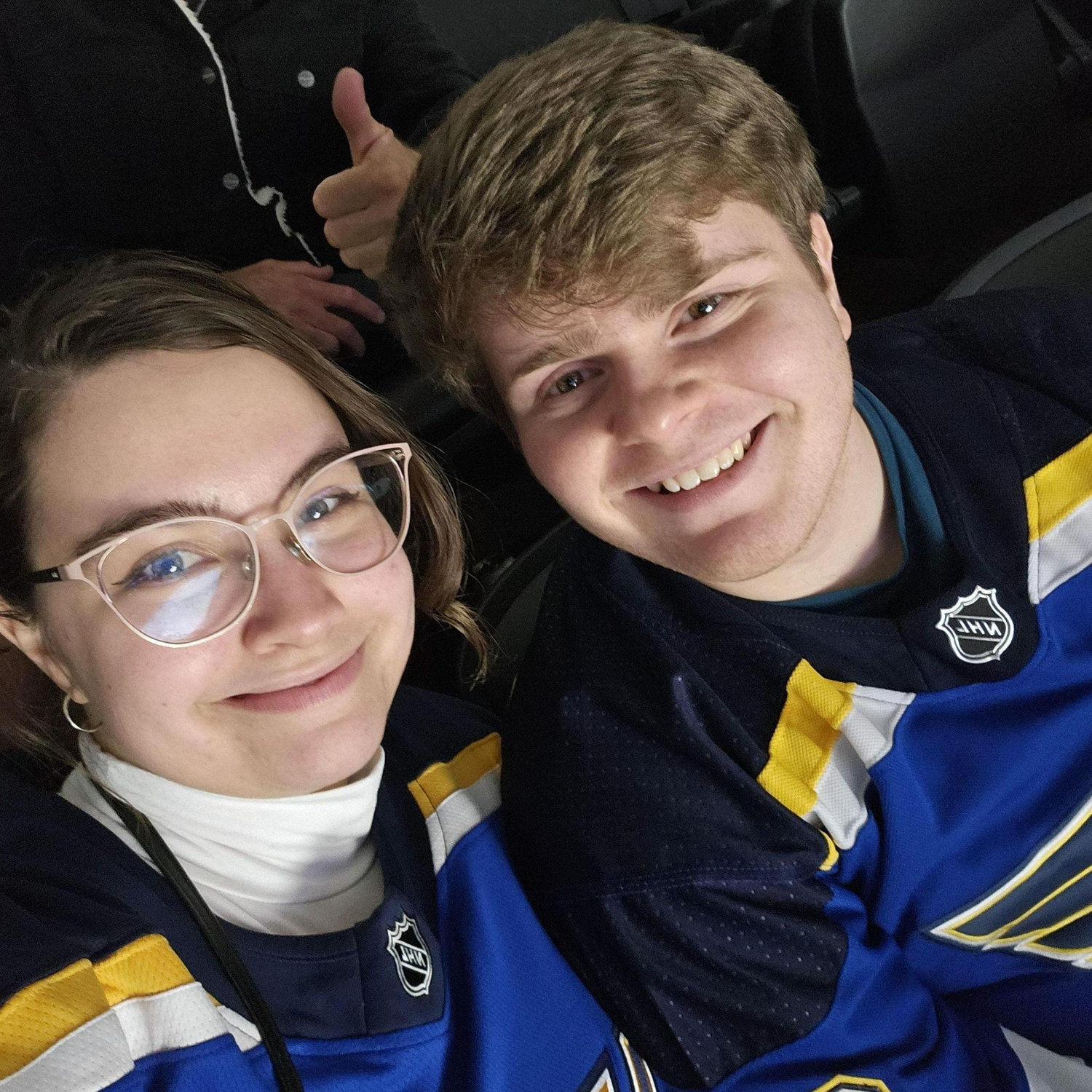 First Blues game together as an anniversary gift from Jack to Sabrina