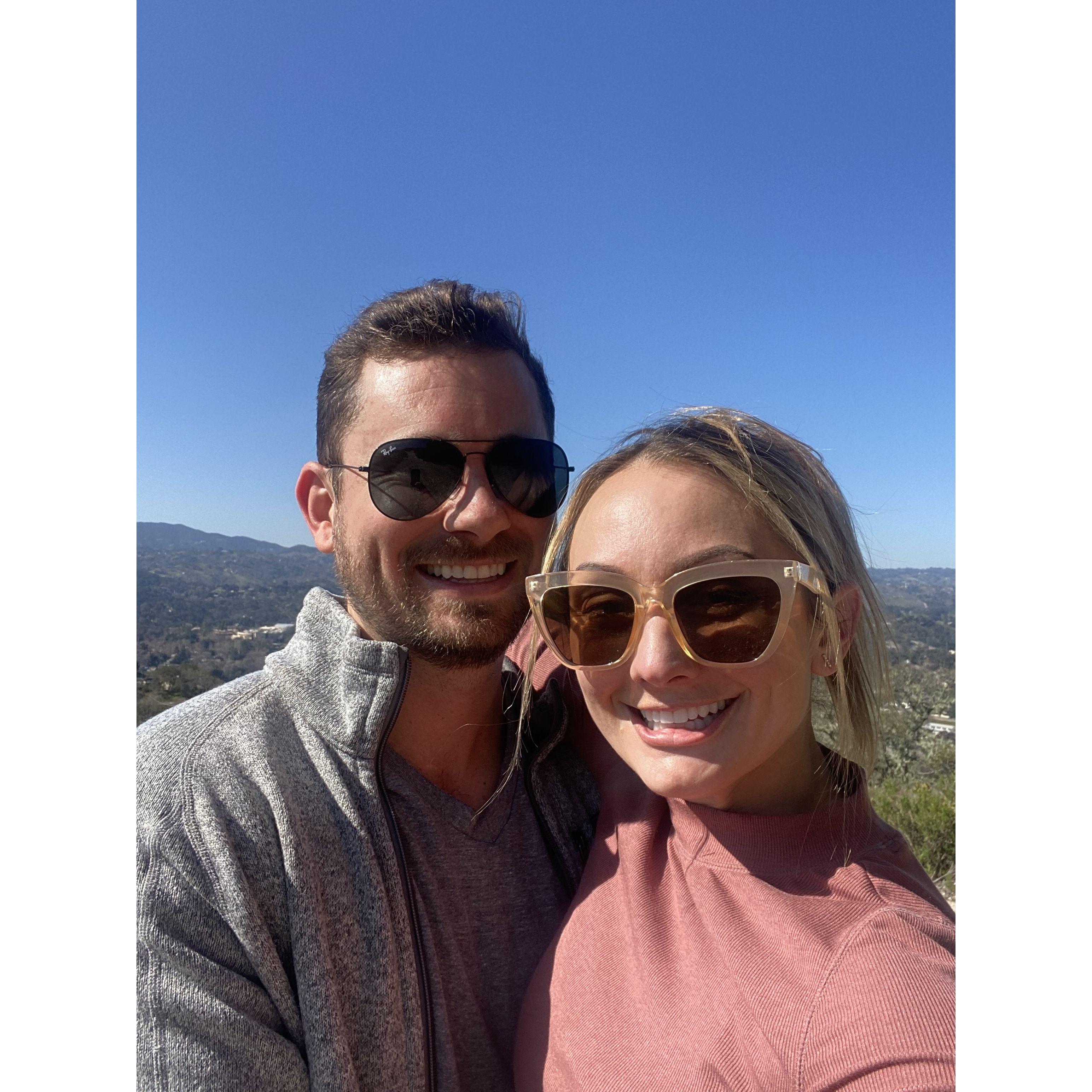 Engaged! Top of a hill, perfect views, not a soul in sight. It could not have been more perfect.