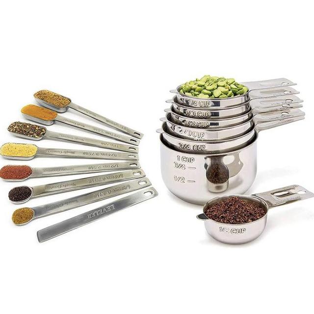 Measuring Cups and Spoons Set - Stainless Steel Measuring Cups Set for Cooking & Baking, Set of 15.