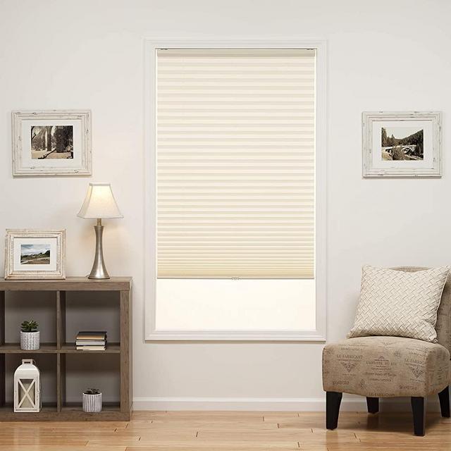 DEZ Furnishings QDER374640 Cordless Light Filtering Pleated Shade, 37.5W x 64L Inches, Ecru
