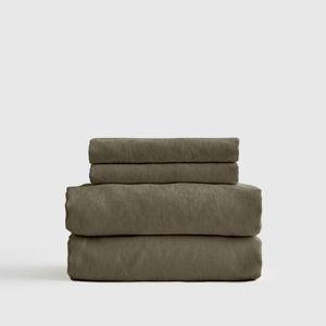 Organic Brushed Cotton Sheet Set in Dusty Olive