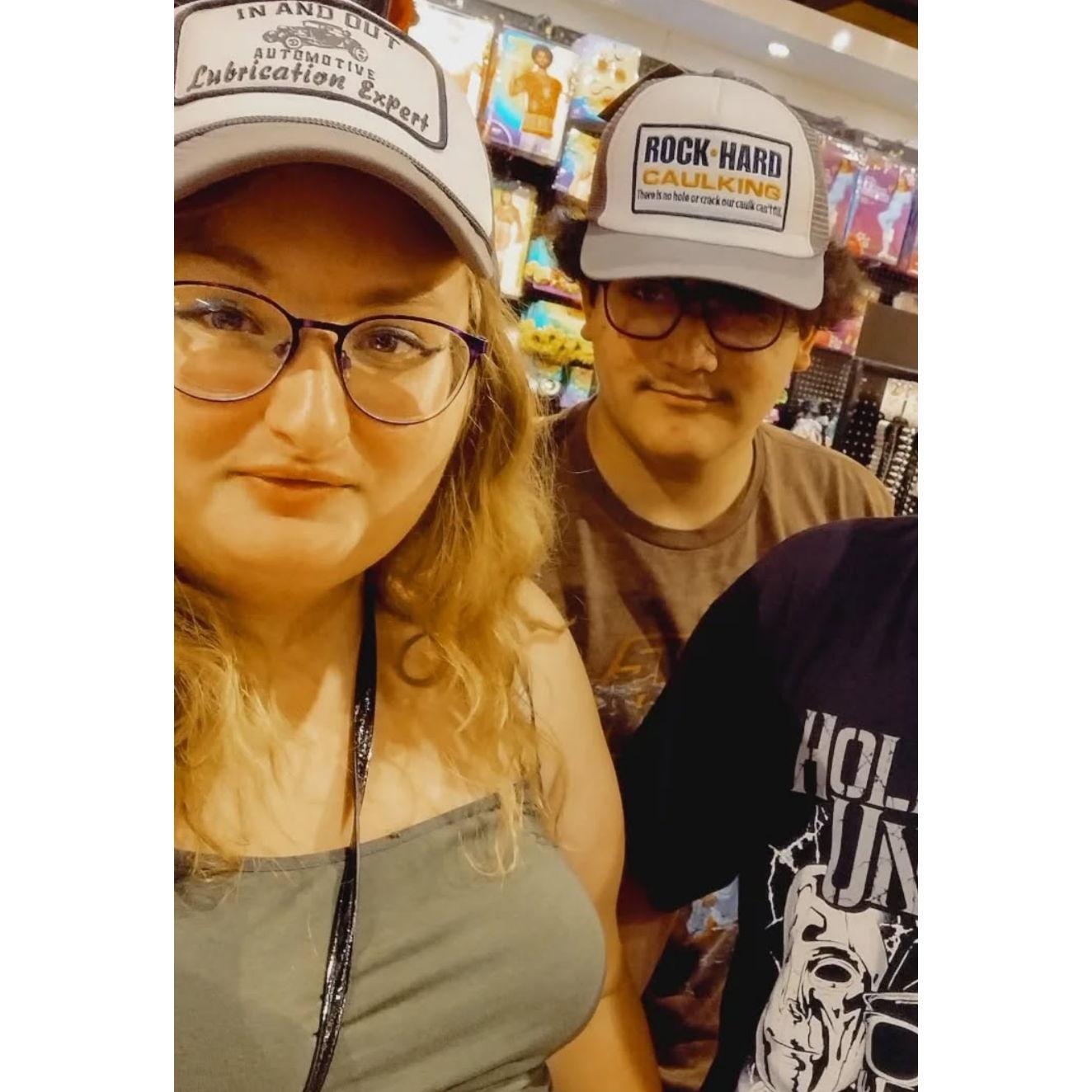 We messed around with friends at a costume store trying to scare each other and make each other laugh right after his senior photoshoot