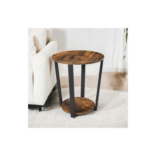 Round End Table Living Room Accent Tables Living Room Wood Side Table Farmhouse Rustic End Tables Rustic Brown and Black