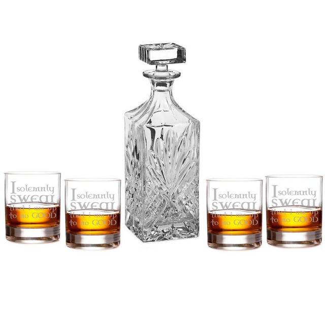 I Solemnly Swear That I Am Up To No Good Engraved Decanter Set with Rocks Glasses
